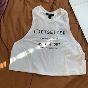 Cropped tank top - graphic muscle tee - white & black